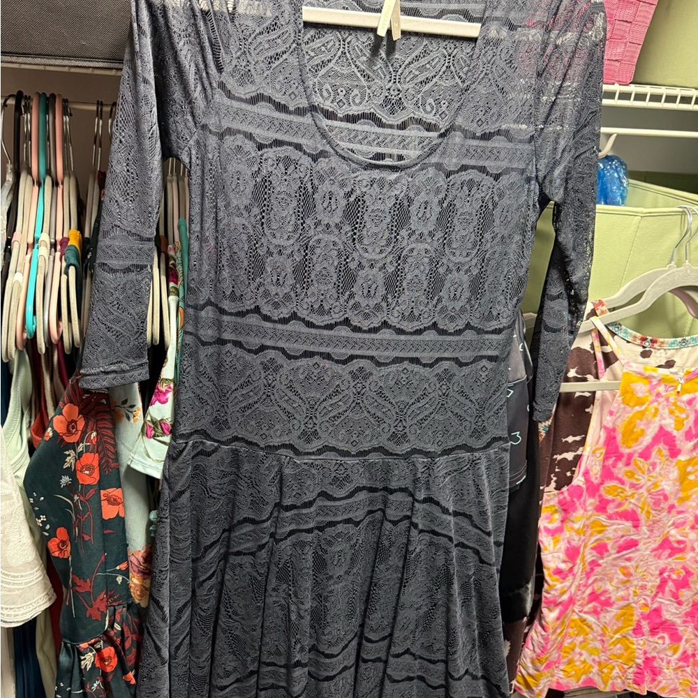 Elegant Gray Lace Dress
